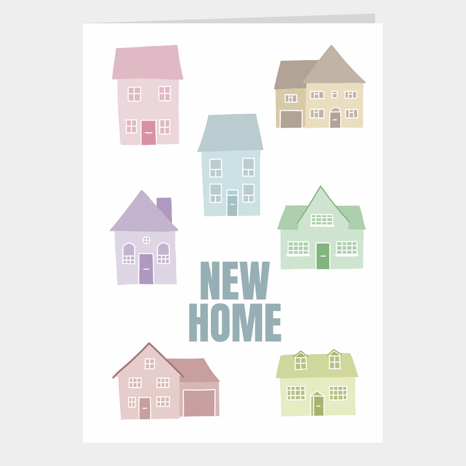 Pastel Houses New Home Card