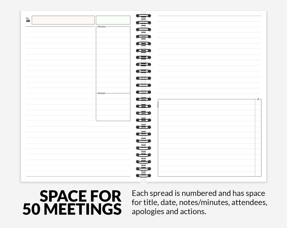 Take meeting minutes with our meetings notebook