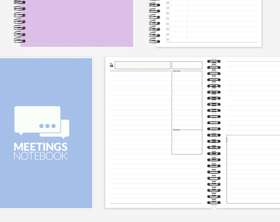 A5 Meetings notebook for taking minutes in your meetings
